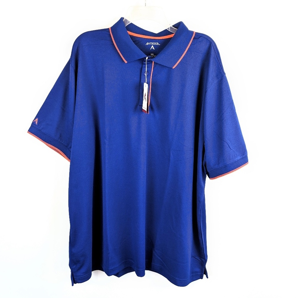 ANTIGUA Men’s Blue & Orange Desert Dry Polo Shirt NWT